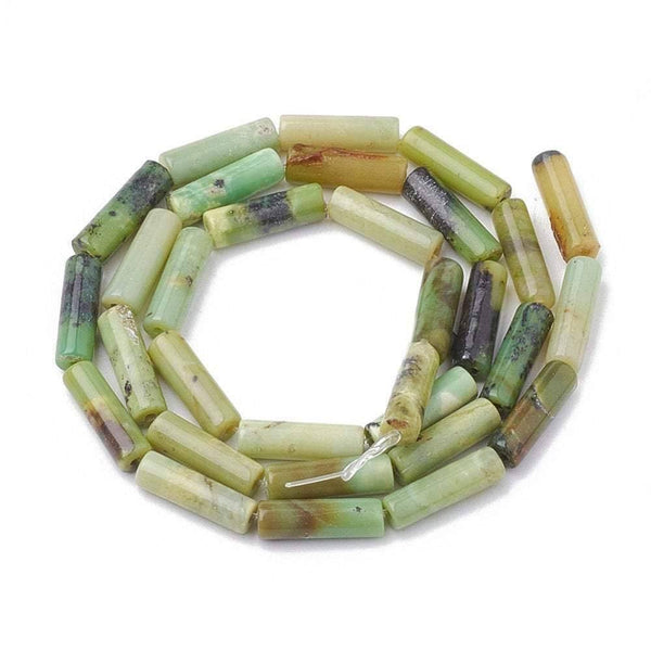 EP perles tube jade Australien vert1 3mm, x1 fil de 28 perles (G4016)