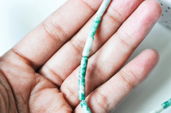 EP perles tube jade Qinghai vert, création bijoux perle pierre naturelle,13mm, le fil de 28 perles G4017