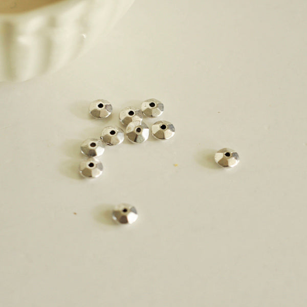 EP rondelles facettées argent vieilli, fournitures créatives, perles dorées, création bijoux, perles intercalaires,x 20, 6mm