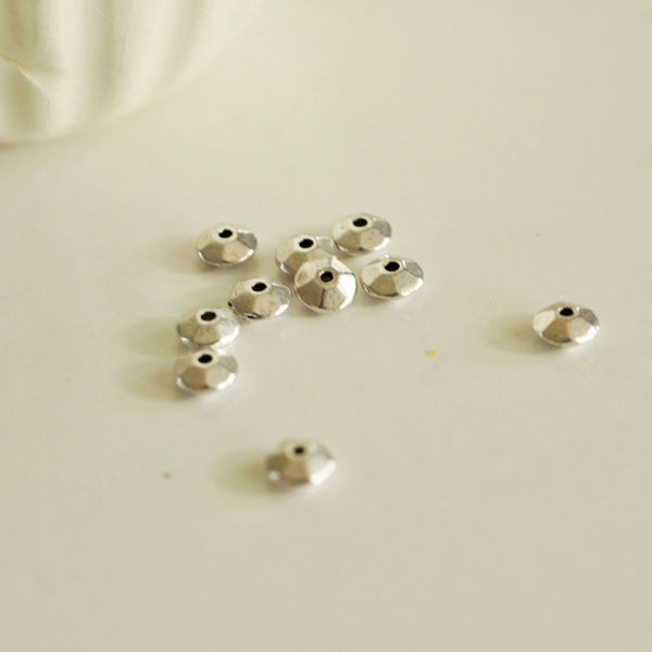 EP rondelles facettées argent vieilli, fournitures créatives, perles dorées, création bijoux, perles intercalaires,x 20, 6mm