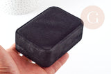 Ecrin bijoux velour Noir rectangle 100mm, x1 (G3837)