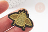 Ecusson brodé à repasser abeille dorée customisation vêtement, écusson thermocollant,patch brodé,écusson brodé,37mm, x2 G2867