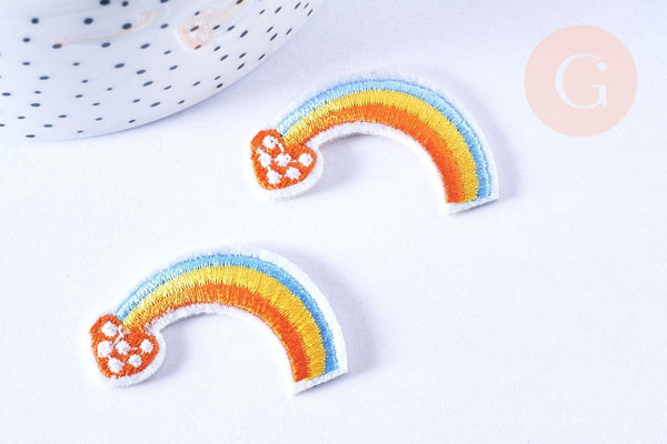 Ecusson brodé à repasser arc-en-ciel 44mm,customisation vêtement, écusson thermocollant,patch brodé, x2-G2866