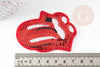 Ecusson brodé à repasser bouche rouge sequins, customisation vêtement, écusson thermocollant brodé,67mm, x1 G3072