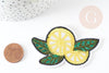 Ecusson brodé à repasser citron jaune doré customisation vêtement, écusson thermocollant fruit, x2 G5080