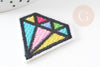 Ecusson brodé à repasser diamant multicolore customisation vêtement, écusson thermocollant,patch écusson brodé,39mm, x2 G5079
