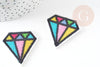 Ecusson brodé à repasser diamant multicolore customisation vêtement, écusson thermocollant,patch écusson brodé,39mm, x2 G5079