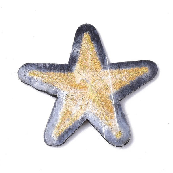 Ecusson brodé à repasser étoile dorée 39mm customisation vêtement, écusson thermocollant,patch écusson brodé,x2,G2855