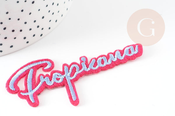 Ecusson brodé à repasser tropicana customisation vêtement, écusson thermocollant,patch écusson brodé,80mm, x2 G5073