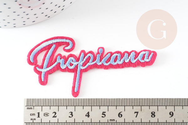 Ecusson brodé à repasser tropicana customisation vêtement, écusson thermocollant,patch écusson brodé,80mm, x2 G5073