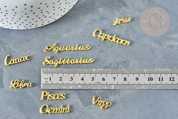 Elément à coller signe astrologique zamac doré 14-48mm, x1 (G3466)
