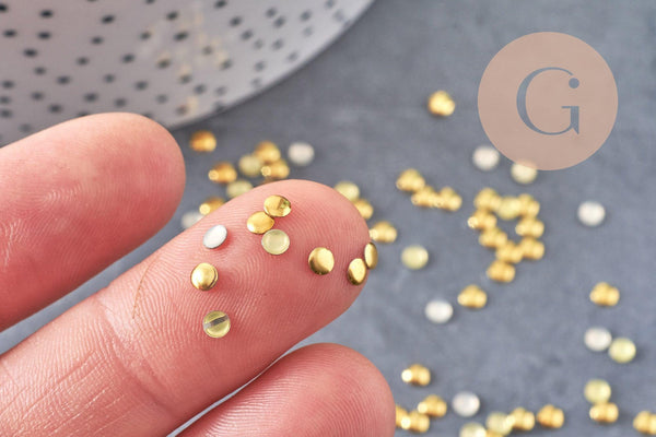 Element rond à coller en zamac doré,fournitures à coller pour décorer pierres et bijoux,4x2mm, x10 G5271