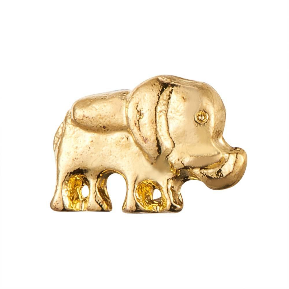 Éléphant à coller zamac doré 4x7mm,fournitures à coller pour décorer pierres et bijoux, x3 (G5280)