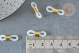 Embout cordon lunettes doré blanc 19.5mm, x10 (G2681)