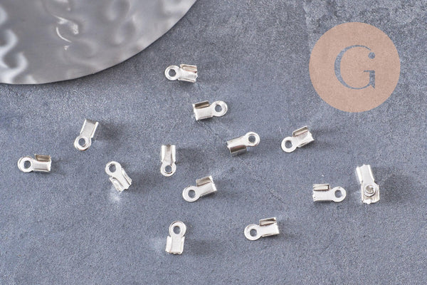 Embouts corde argentée à pincer 6mm, x100(3,2gr) (G0732)