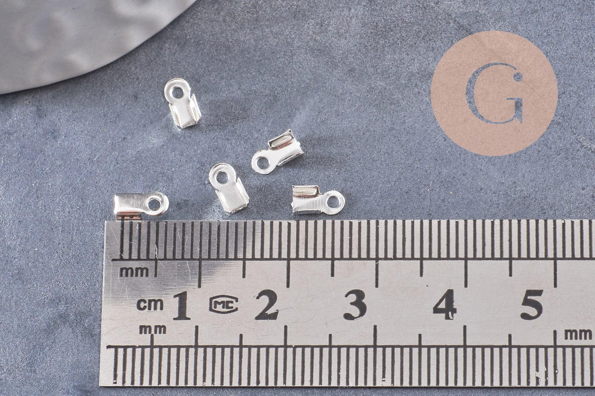 Embouts corde fer argenté à pincer 6mm, x100(3,2gr) (G0732)