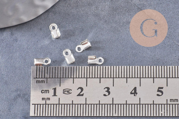 Embouts corde fer argenté à pincer 6mm, x100(3,2gr) (G0732)