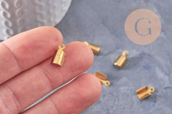 Embouts corde métal doré à pincer, 11mm, x10 (G1806)