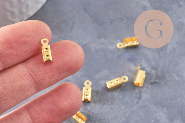 Embouts corde métal doré pincer 12mm, x100 (G5267)