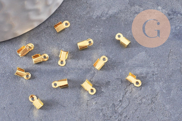 Embouts corde métal fer doré pincer 6mm, x100 (G0002)