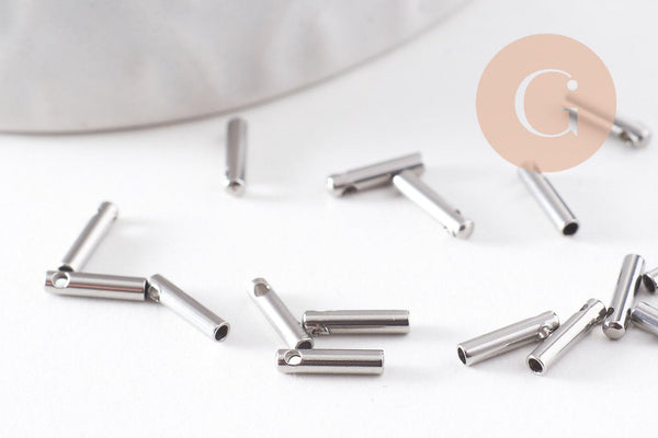 Embouts cordon et chaine acier 304 platine 7x1.6mm, x10 (G4048)