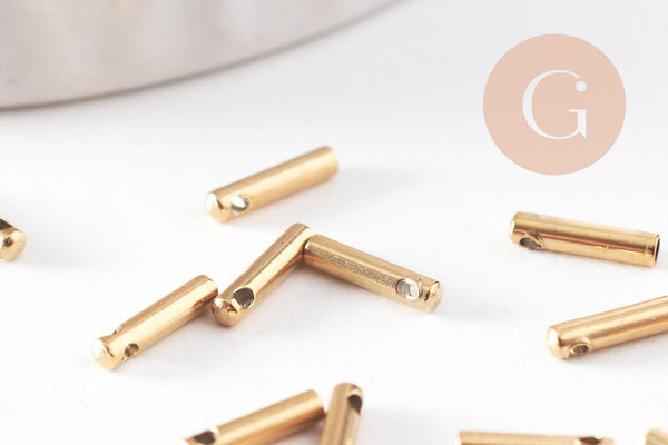Embouts de cordon acier inoxydable doré IP 7x1.6mm, x10 (G4047)