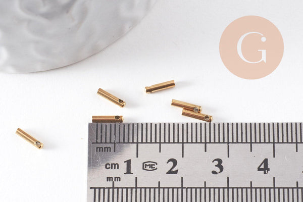 Embouts de cordon acier inoxydable doré IP 7x1.6mm, x10 (G4047)