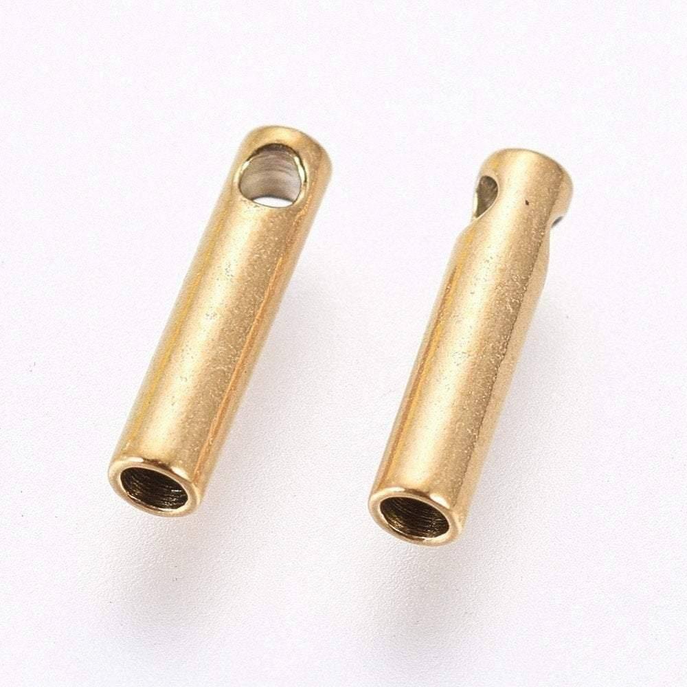 Embouts de cordon acier inoxydable doré IP 7x1.6mm, x10 (G4047)