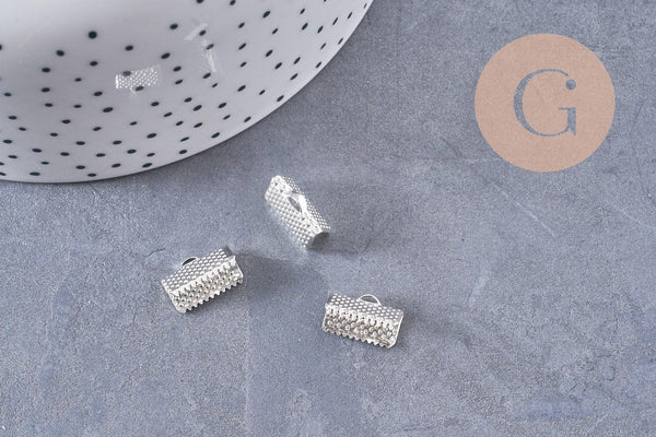 Embouts ruban métal argenté 13mm, x50 (22.8gr) (G0900)