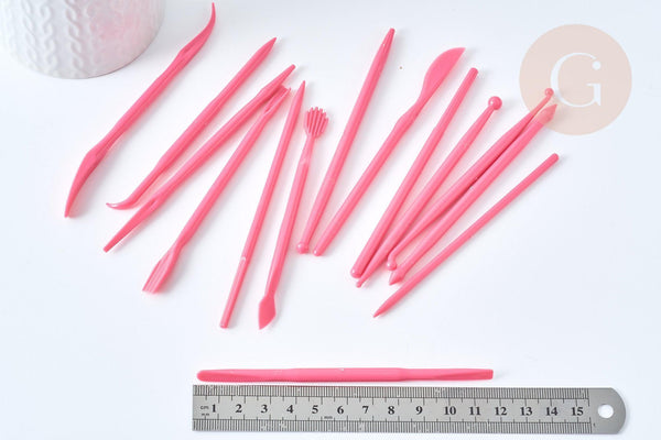 Ensemble d'outils modelage sculpture poterie 14 pièces, x14 outils (G5746)