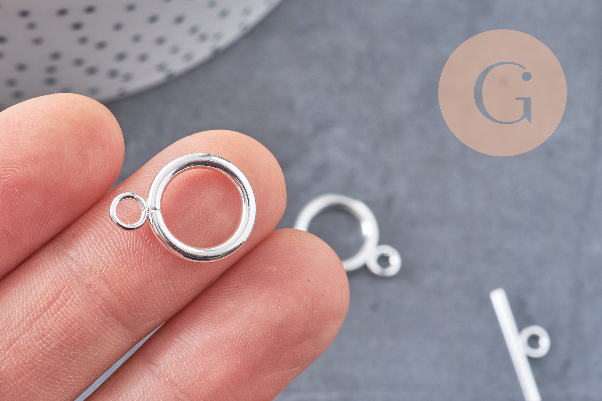 Fermoir OT acier inoxydable argenté 20mm, x1 (G10858)