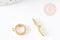 Fermoir T laiton doré 18k cristaux zircon 14mm, x1 (G5319)