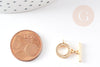 Fermoir T laiton doré 18k cristaux zircon 18mm, x1 (G5302)