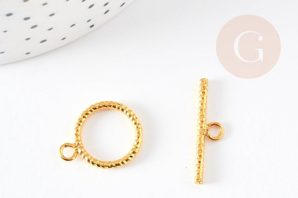 Fermoir T torsadé laiton doré 16mm, x1 (G2831)