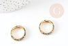 Fermoir à clapet rond laiton doré 16k zircon multicolore 21mm, x1 (G5641)