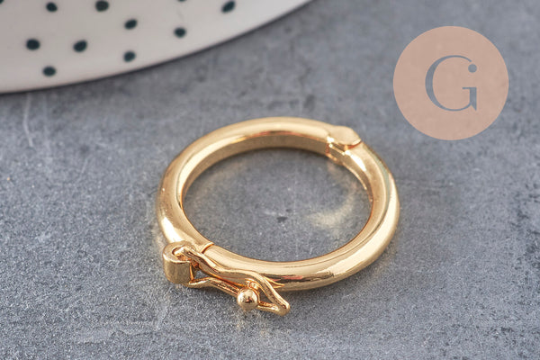 Fermoir à clipser anneau laiton doré 26mm, x1 (G5646)