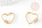 Fermoir à vis coeur laiton doré et strass 24mm, x1 (G3426)