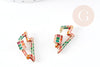 Fermoir à vis éclair laiton doré émail cloisonné 26mm, x1 (G2741)