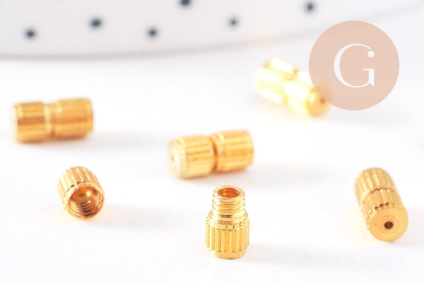 Fermoir à visser laiton doré 8mm, x10 (G10697)