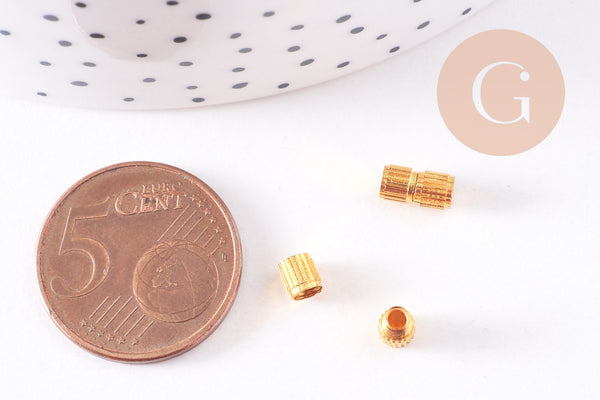 Fermoir à visser laiton doré 8mm, x10 (G10697)