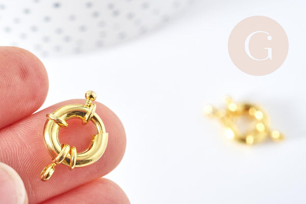 Fermoir bouée marin laiton doré 12.5-13mm,x1 (G8529)