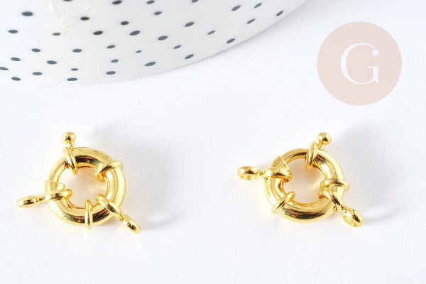 Fermoir bouée marin laiton doré 12.5-13mm,x1 (G8529)