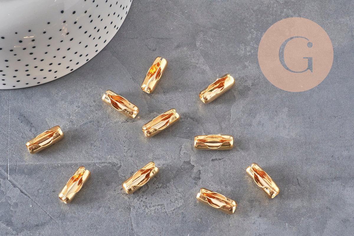 Cierre de cadena de bolas de acero inoxidable dorado 304 de 18,5 mm, x10 VÁLIDO