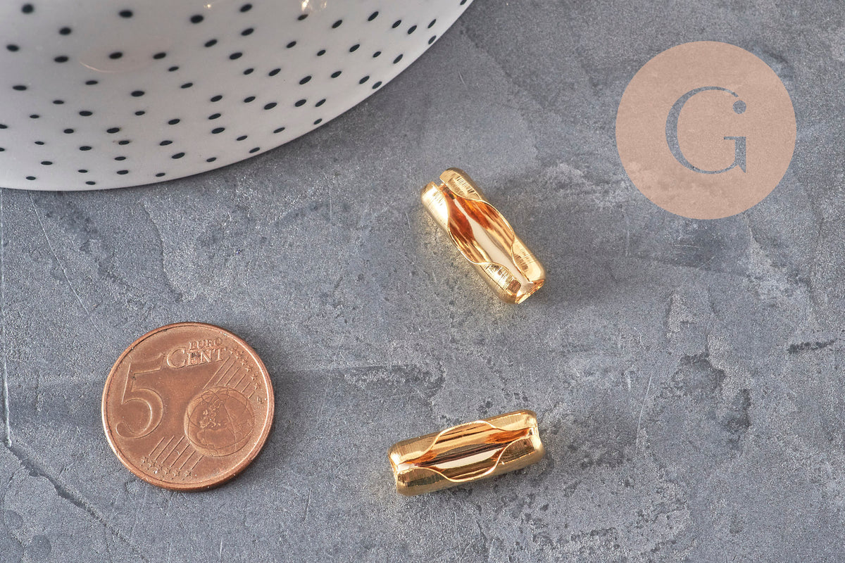 Cierre de cadena de bolas de acero inoxidable dorado 304 de 18,5 mm, x10 VÁLIDO