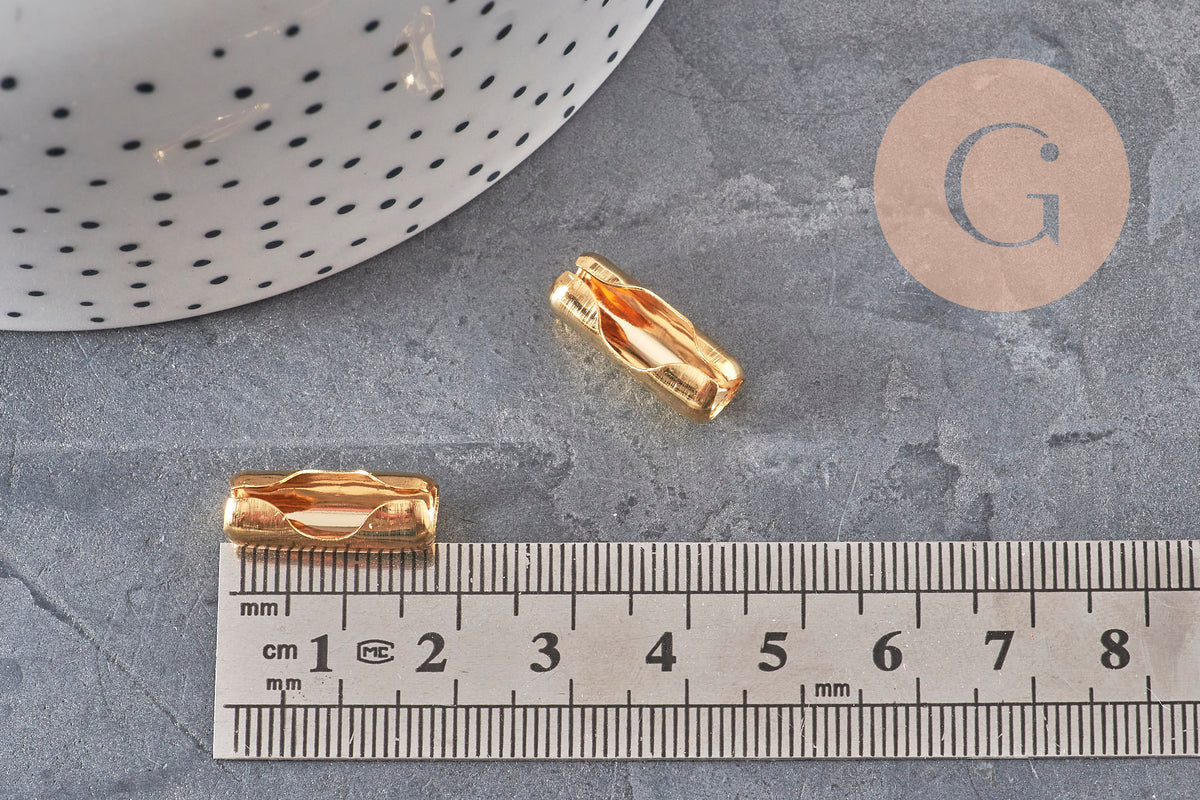 Cierre de cadena de bolas de acero inoxidable dorado 304 de 18,5 mm, x10 VÁLIDO