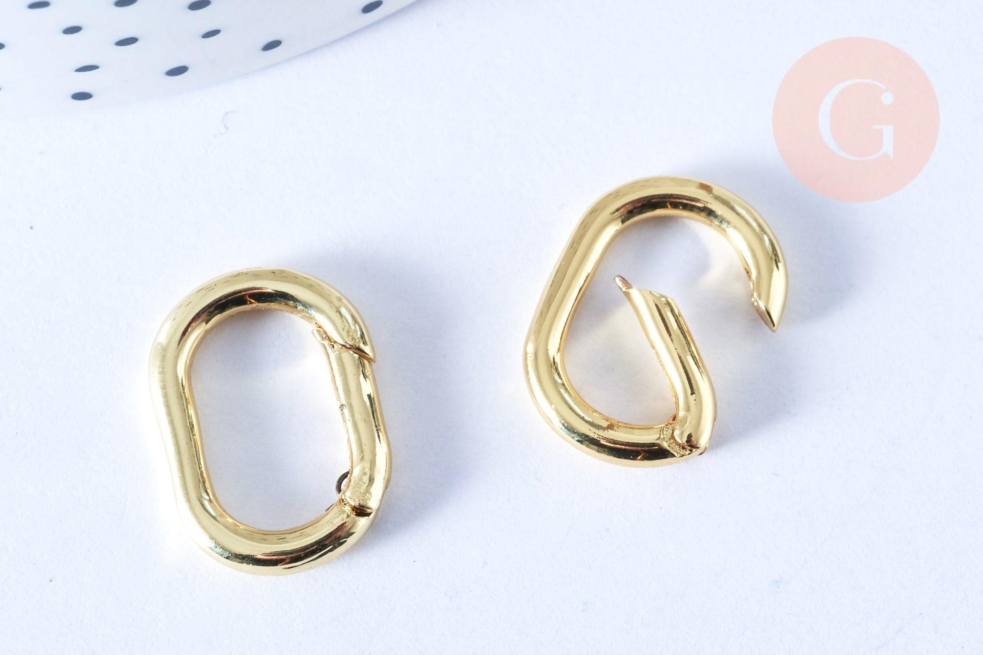 Fermoir mousqueton à clapet en laiton doré 18K 19.5mm, x1 (G7252)