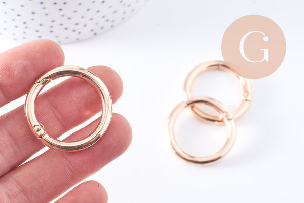 Fermoir mousqueton clapet XXL rond zamac doré 32.5mm, x1 (G10652)