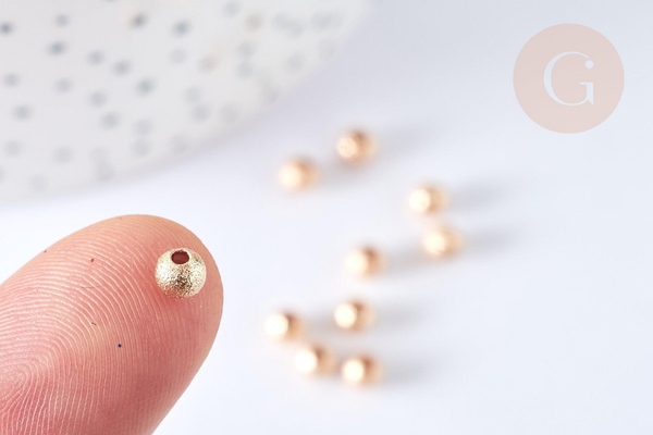Perle intercalaire ronde laiton doré sablée 4mm, x10 (G4079)
