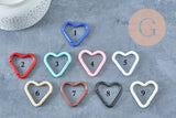 Fermoir mousqueton coeur en aluminium coloré 43mm, x1 (G8144)-Fermoirs-Gingerlily Perles