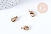 Fermoir mousqueton laiton brut 12mm fabrication bijoux, x5 (G8952)